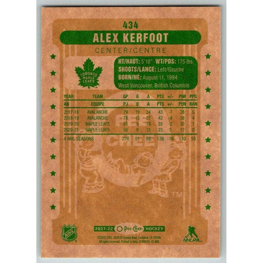 2021-22 O-Pee-Chee Retro (Upper Deck OPC) Alex Kerfoot Toronto Maple Leafs #434 - Collectible Craze America