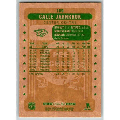 2021-22 O-Pee-Chee Retro (Upper Deck OPC) Calle Jarnkrok Nashville Predators - Collectible Craze America