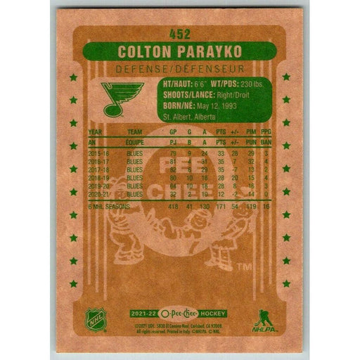 2021-22 O-Pee-Chee Retro (Upper Deck OPC) Colton Parayko St. Louis Blues #452 - Collectible Craze America