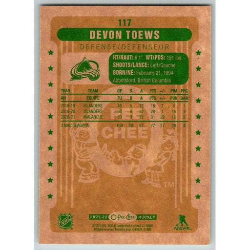 2021-22 O-Pee-Chee Retro (Upper Deck OPC) Devon Toews New York Islanders #117 - Collectible Craze America