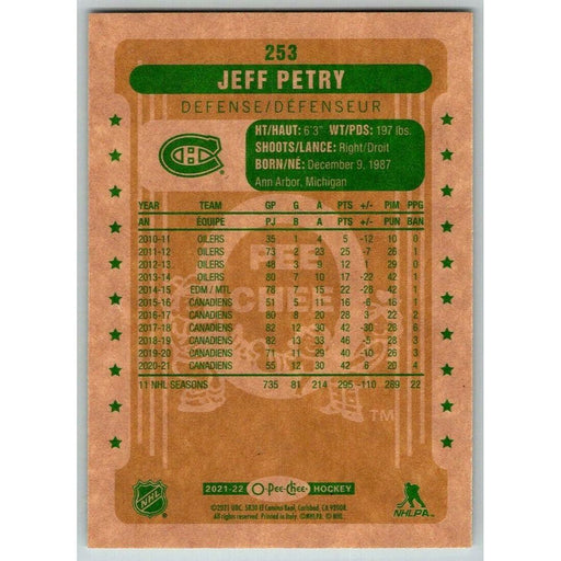 2021-22 O-Pee-Chee Retro (Upper Deck OPC) Jeff Petry Montreal Canadiens #253 - Collectible Craze America