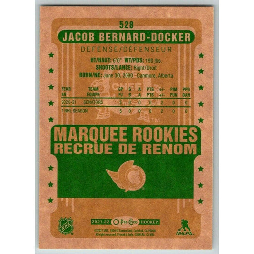 2021-22 O-Pee-Chee Retro (Upper Deck OPC) Marquee Rookies Jacob Bernard-Docker - Collectible Craze America