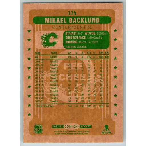2021-22 O-Pee-Chee Retro (Upper Deck OPC) Mikael Backlund Calgary Flames #174 - Collectible Craze America
