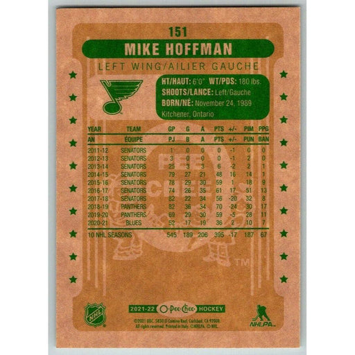 2021-22 O-Pee-Chee Retro (Upper Deck OPC) Mike Hoffman St. Louis Blues #151 - Collectible Craze America