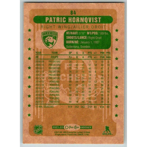 2021-22 O-Pee-Chee Retro (Upper Deck OPC) Patric Hornqvist Florida Panthers #84 - Collectible Craze America