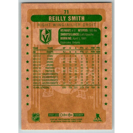 2021-22 O-Pee-Chee Retro (Upper Deck OPC) Reilly Smith Vegas Golden Knights #71 - Collectible Craze America