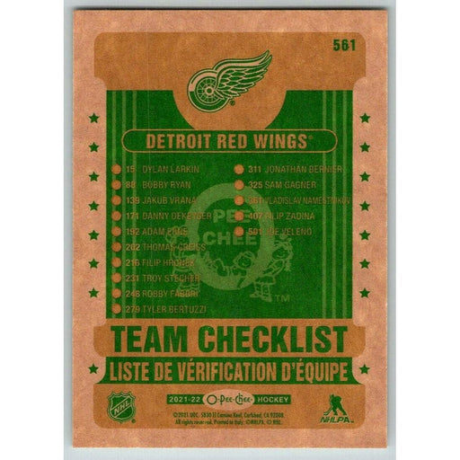 2021-22 O-Pee-Chee Retro (Upper Deck OPC) Team Checklist Detroit Red Wings #561 - Collectible Craze America