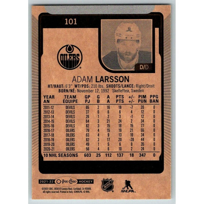 2021-22 O-Pee-Chee (Upper Deck OPC) Adam Larsson Edmonton Oilers #101 - Collectible Craze America