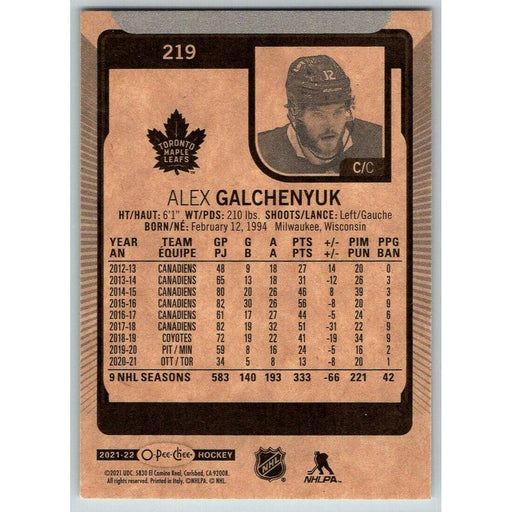 2021-22 O-Pee-Chee (Upper Deck OPC) Alex Galchenyuk Minnesota Wild #219 - Collectible Craze America