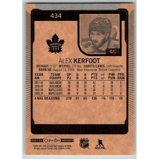 2021-22 O-Pee-Chee (Upper Deck OPC) Alex Kerfoot Toronto Maple Leafs #434 - Collectible Craze America