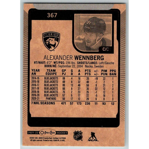 2021-22 O-Pee-Chee (Upper Deck OPC) Alexander Wennberg Florida Panthers #367 - Collectible Craze America