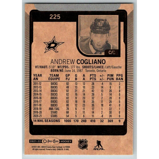 2021-22 O-Pee-Chee (Upper Deck OPC) Andrew Cogliano Dallas Stars #225 - Collectible Craze America