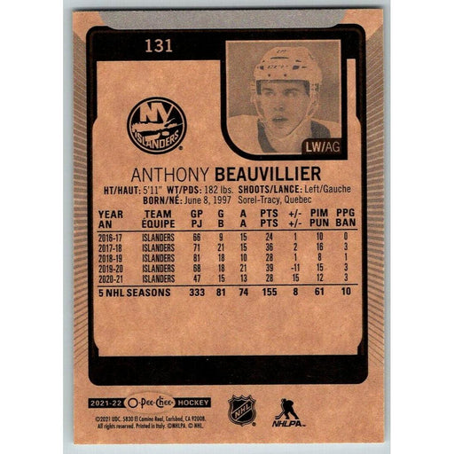 2021-22 O-Pee-Chee (Upper Deck OPC) Anthony Beauvillier New York Islanders #131 - Collectible Craze America