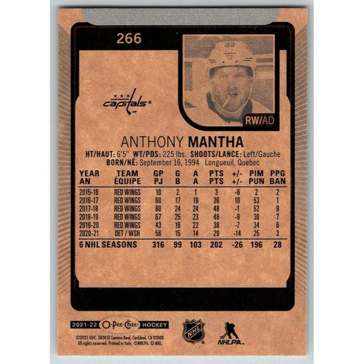 2021-22 O-Pee-Chee (Upper Deck OPC) Anthony Mantha Washington Capitals #266 - Collectible Craze America