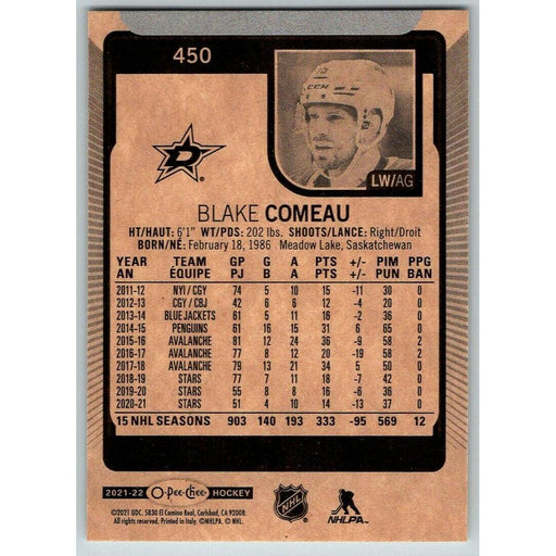 2021-22 O-Pee-Chee (Upper Deck OPC) Blake Comeau Dallas Stars #450 - Collectible Craze America