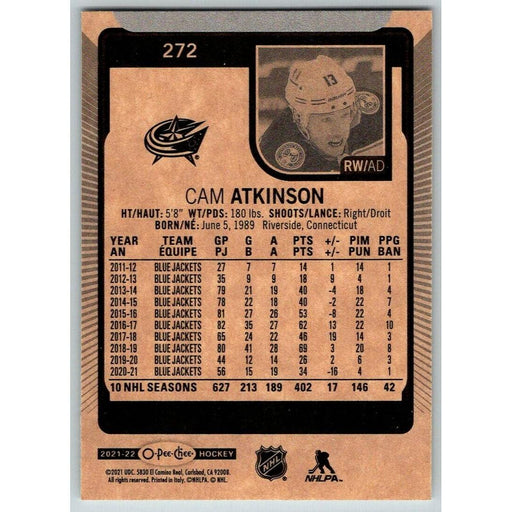 2021-22 O-Pee-Chee (Upper Deck OPC) Cam Atkinson Columbus Blue Jackets #272 - Collectible Craze America