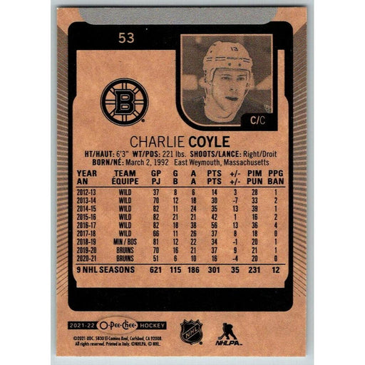 2021-22 O-Pee-Chee (Upper Deck OPC) Charlie Coyle Boston Bruins #53 - Collectible Craze America