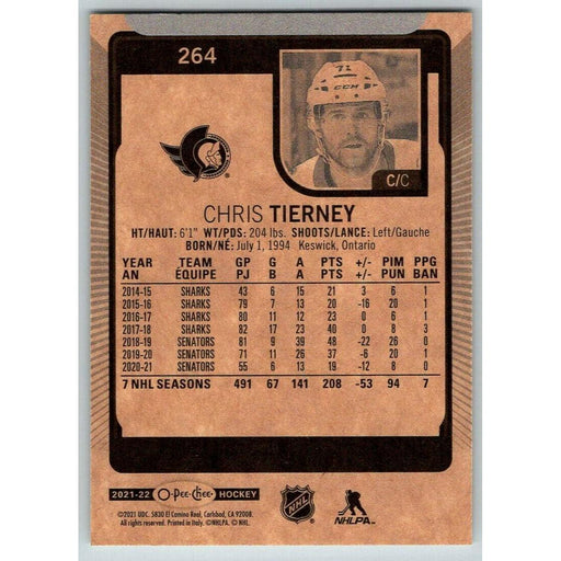 2021-22 O-Pee-Chee (Upper Deck OPC) Chris Tierney Ottawa Senators #264 - Collectible Craze America