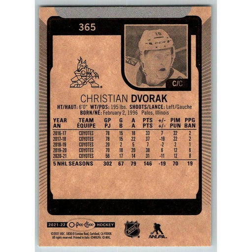 2021-22 O-Pee-Chee (Upper Deck OPC) Christian Dvorak Arizona Coyotes #365 - Collectible Craze America