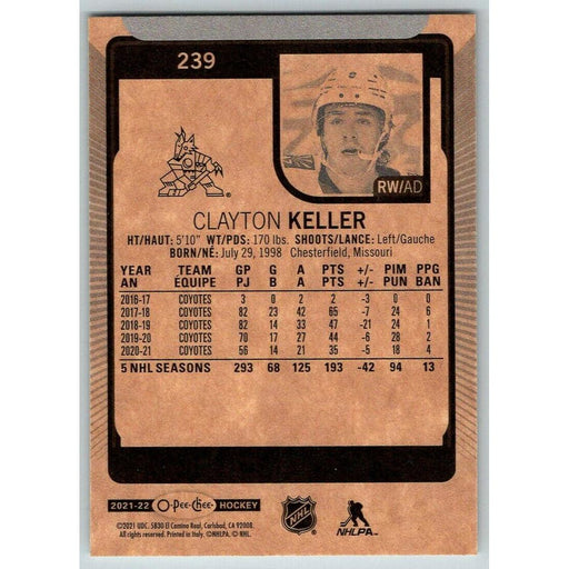 2021-22 O-Pee-Chee (Upper Deck OPC) Clayton Keller Arizona Coyotes #239 - Collectible Craze America