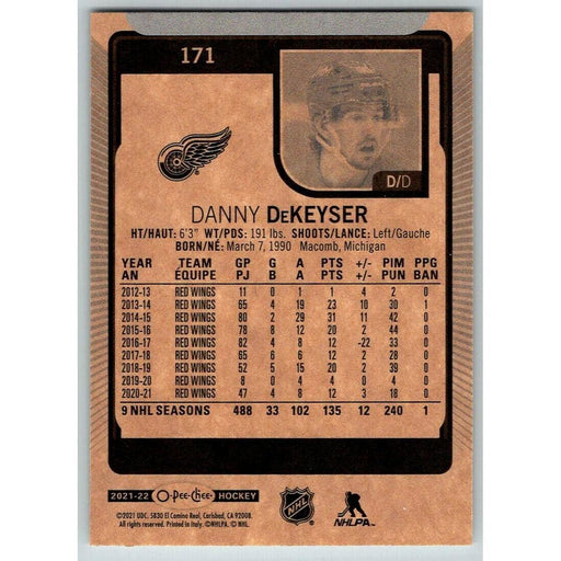 2021-22 O-Pee-Chee (Upper Deck OPC) Danny Dekeyser Detroit Red Wings #171 - Collectible Craze America