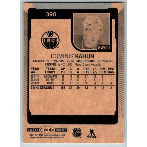 2021-22 O-Pee-Chee (Upper Deck OPC) Dominik Kahun Edmonton Oilers #390 - Collectible Craze America