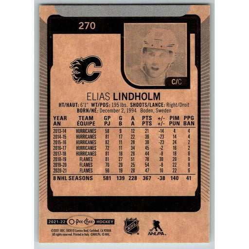 2021-22 O-Pee-Chee (Upper Deck OPC) Elias Lindholm Calgary Flames #270 - Collectible Craze America