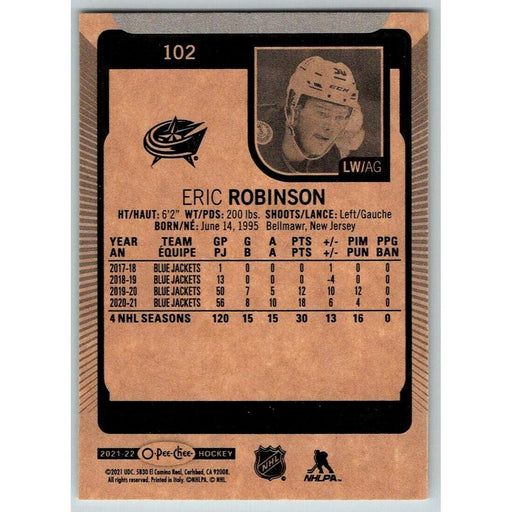 2021-22 O-Pee-Chee (Upper Deck OPC) Eric Robinson Columbus Blue Jackets #102 - Collectible Craze America