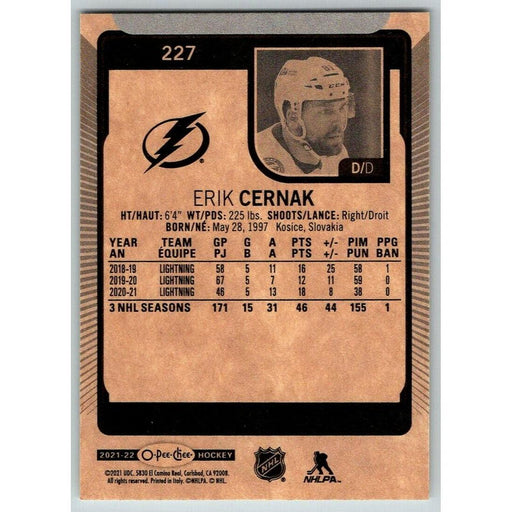 2021-22 O-Pee-Chee (Upper Deck OPC) Erik Cernak Tampa Bay Lightning #227 - Collectible Craze America