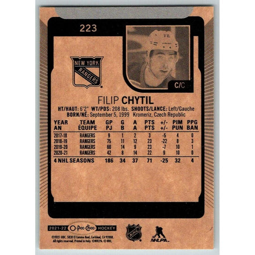 2021-22 O-Pee-Chee (Upper Deck OPC) Filip Chytil New York Rangers #223 - Collectible Craze America