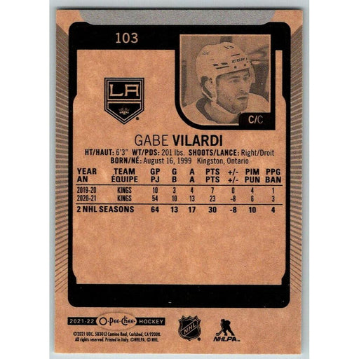 2021-22 O-Pee-Chee (Upper Deck OPC) Gabe Vilardi Los Angeles Kings #103 - Collectible Craze America