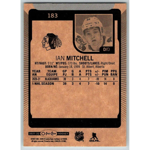 2021-22 O-Pee-Chee (Upper Deck OPC) Ian Mitchell Chicago Blackhawks #183 - Collectible Craze America