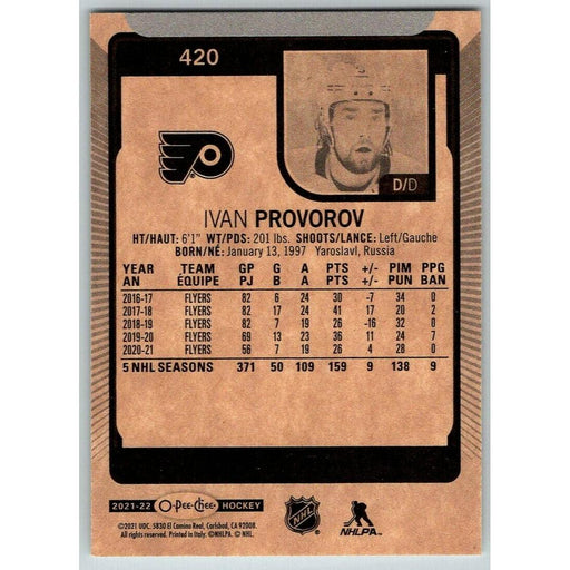 2021-22 O-Pee-Chee (Upper Deck OPC) Ivan Provorov Philadelphia Flyers #420 - Collectible Craze America