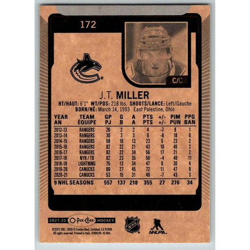 2021-22 O-Pee-Chee (Upper Deck OPC) J.T. Miller Vancouver Canucks #172 - Collectible Craze America