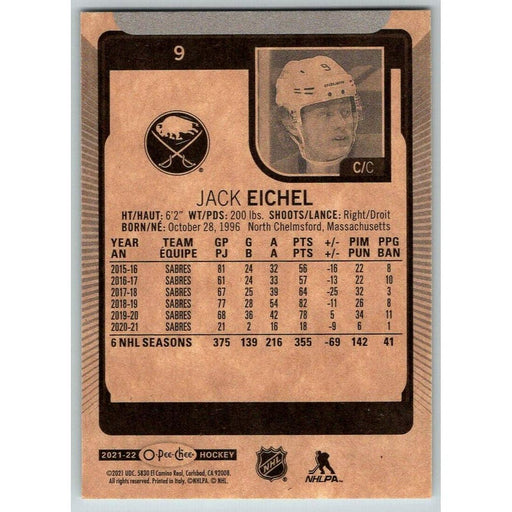 2021-22 O-Pee-Chee (Upper Deck OPC) Jack Eichel Buffalo Sabres #9 - Collectible Craze America