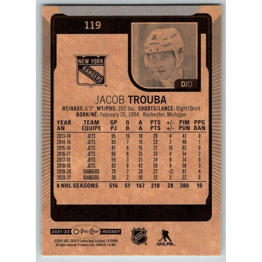 2021-22 O-Pee-Chee (Upper Deck OPC) Jacob Trouba New York Rangers #119 - Collectible Craze America