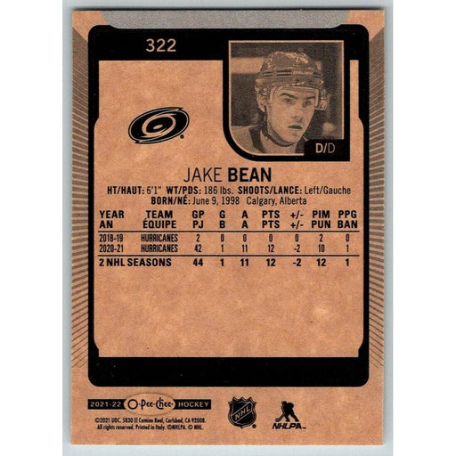 2021-22 O-Pee-Chee (Upper Deck OPC) Jake Bean Carolina Hurricanes #322 - Collectible Craze America