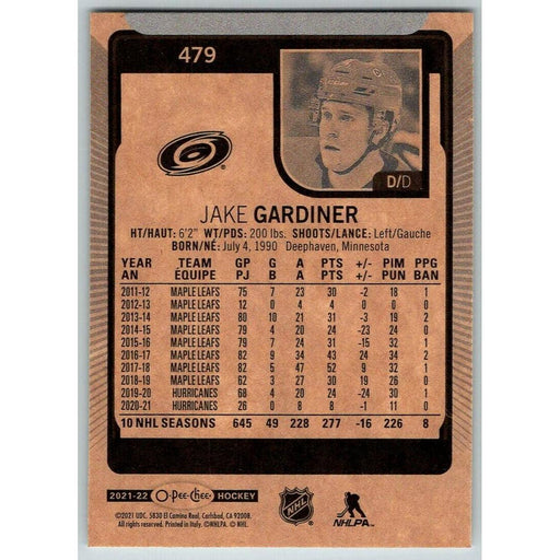 2021-22 O-Pee-Chee (Upper Deck OPC) Jake Gardiner Carolina Hurricanes #479 - Collectible Craze America