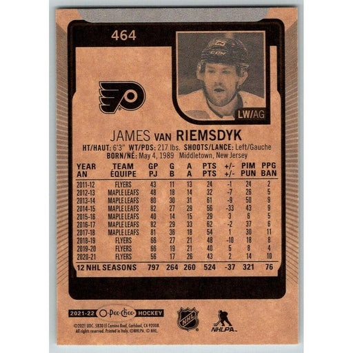 2021-22 O-Pee-Chee (Upper Deck OPC) James Van Riemsdyk Philadelphia Flyers #464 - Collectible Craze America