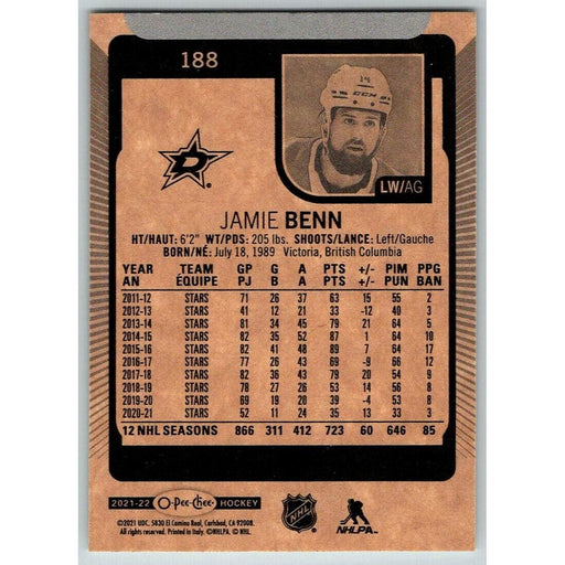 2021-22 O-Pee-Chee (Upper Deck OPC) Jamie Benn Dallas Stars #188 - Collectible Craze America