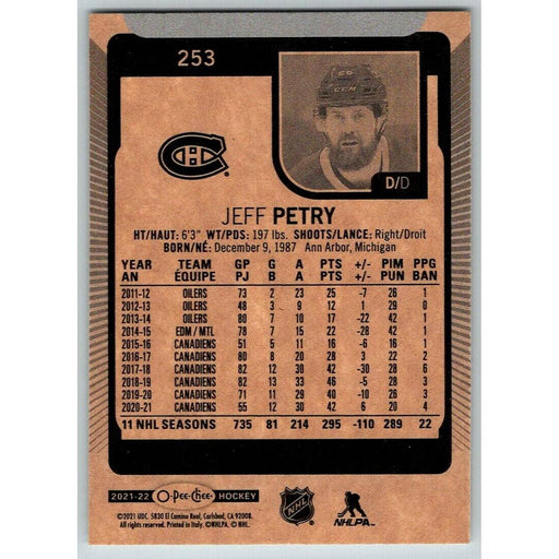 2021-22 O-Pee-Chee (Upper Deck OPC) Jeff Petry Montreal Canadiens #253 - Collectible Craze America