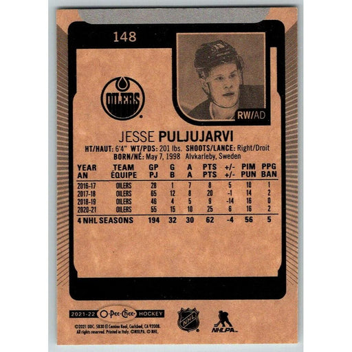 2021-22 O-Pee-Chee (Upper Deck OPC) Jesse Puljujarvi Edmonton Oilers #148 - Collectible Craze America