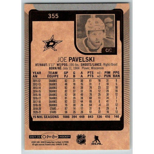 2021-22 O-Pee-Chee (Upper Deck OPC) Joe Pavelski Dallas Stars #355 - Collectible Craze America
