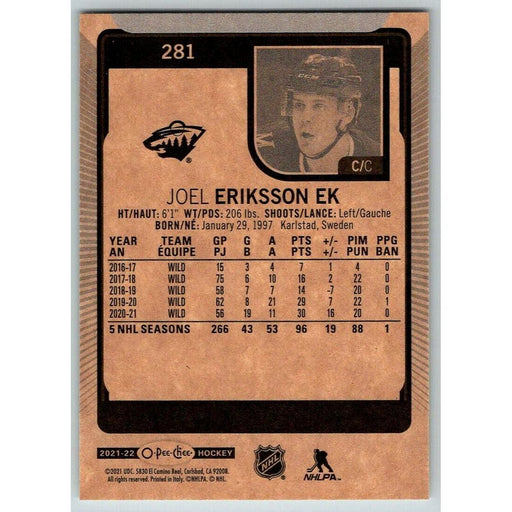 2021-22 O-Pee-Chee (Upper Deck OPC) Joel Eriksson EK Minnesota Wild #281 - Collectible Craze America