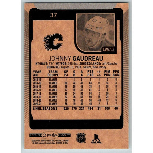 2021-22 O-Pee-Chee (Upper Deck OPC) Johnny Gaudreau Calgary Flames #37 - Collectible Craze America