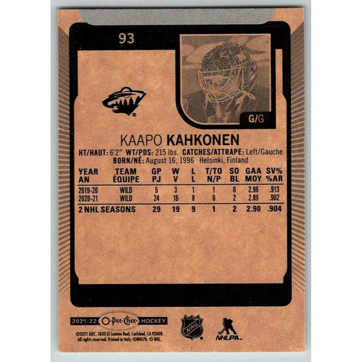 2021-22 O-Pee-Chee (Upper Deck OPC) Kaapo Kakko Minnesota Wild #93 - Collectible Craze America