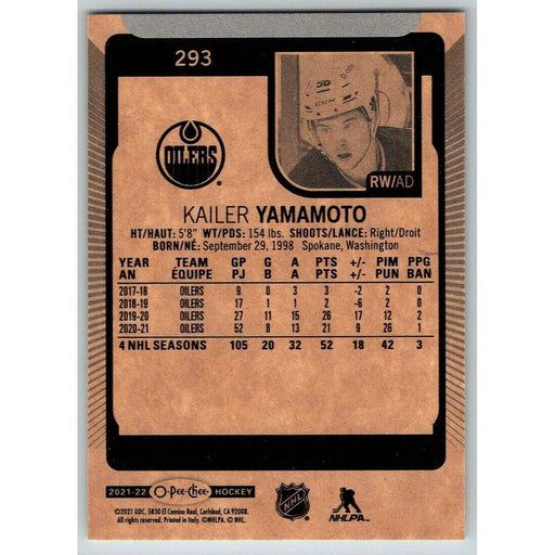 2021-22 O-Pee-Chee (Upper Deck OPC) Kailer Yamamoto Edmonton Oilers #293 - Collectible Craze America