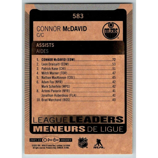 2021-22 O-Pee-Chee (Upper Deck OPC) League Leaders Connor McDavid Edmonton - Collectible Craze America