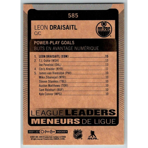 2021-22 O-Pee-Chee (Upper Deck OPC) League Leaders Leon Draisaitl Edmonton - Collectible Craze America