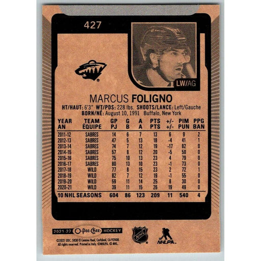 2021-22 O-Pee-Chee (Upper Deck OPC) Marcus Foligno Minnesota Wild #427 - Collectible Craze America